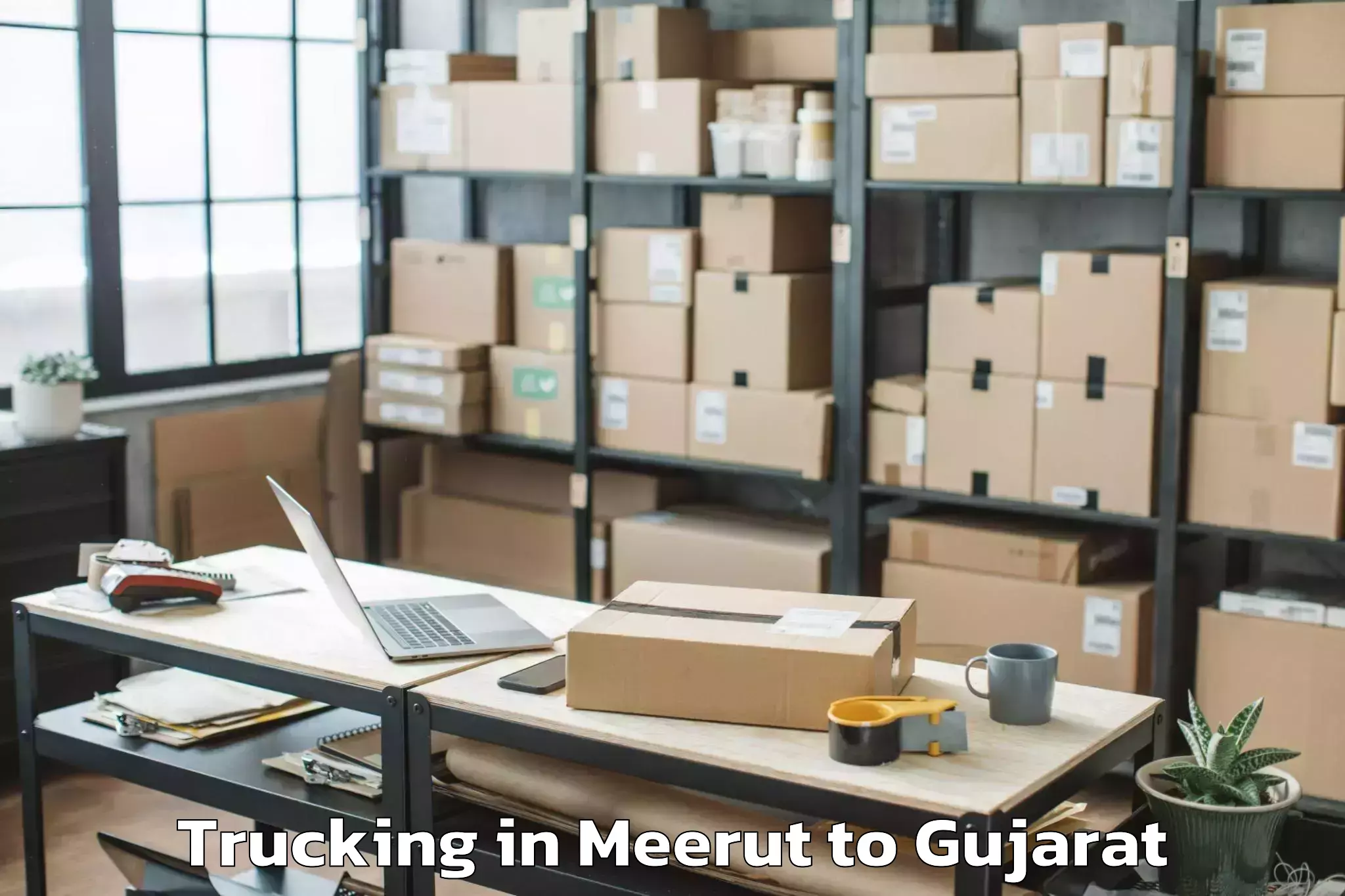 Leading Meerut to Vadgam Trucking Provider